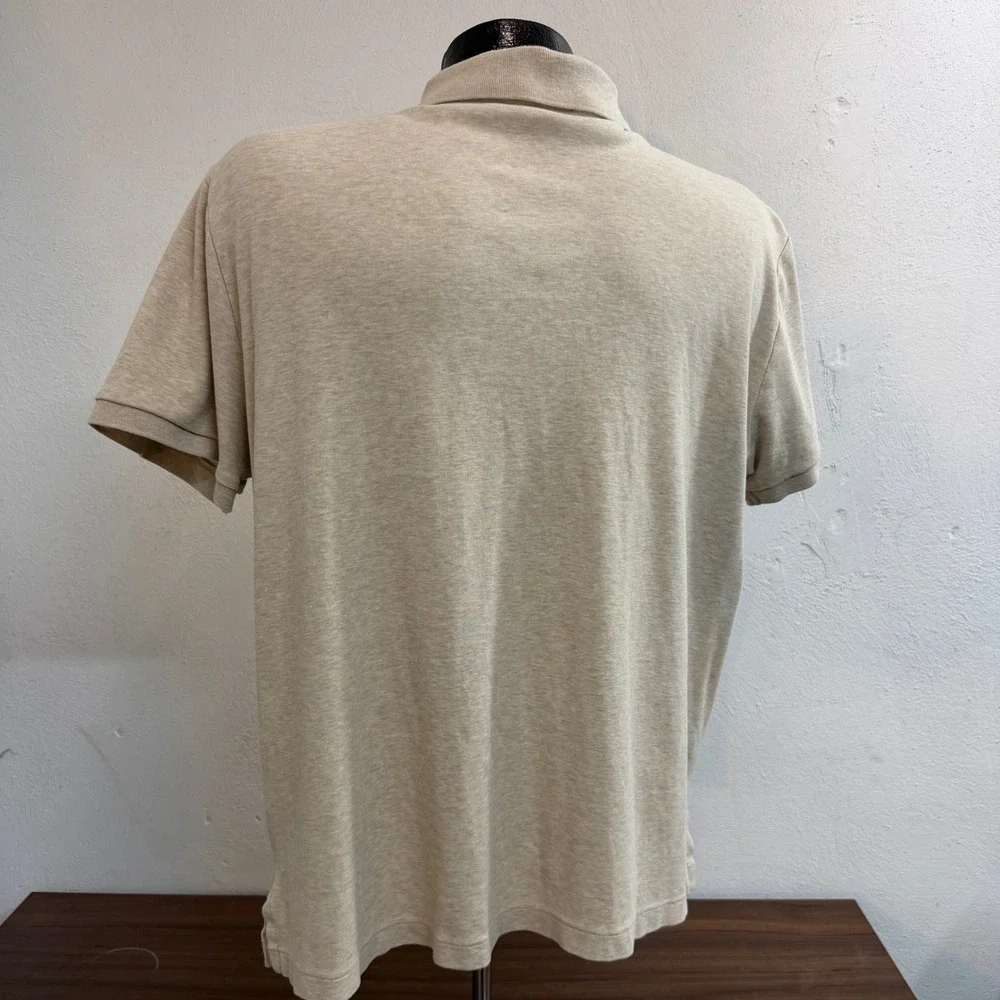 Polo Ralph Lauren Men L Oatmeal Heather Custom Slim Fit Polo Multicolor Pony